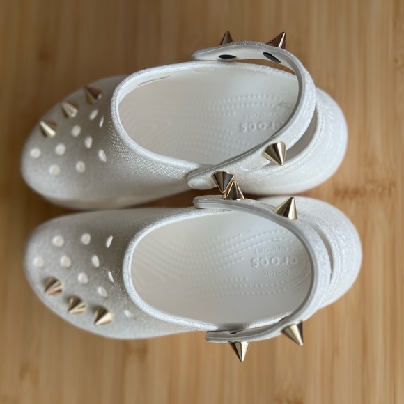 Crocs White Glitter Stud Bae Women’s 7 Studded Punk Crocs - Picture 9 of 12